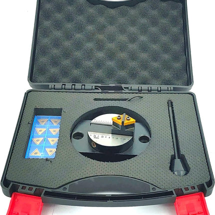 Lathe Oval Base Ball Turning Attachment with Graduation Scale with 10 x Spare Cutting Bit Box