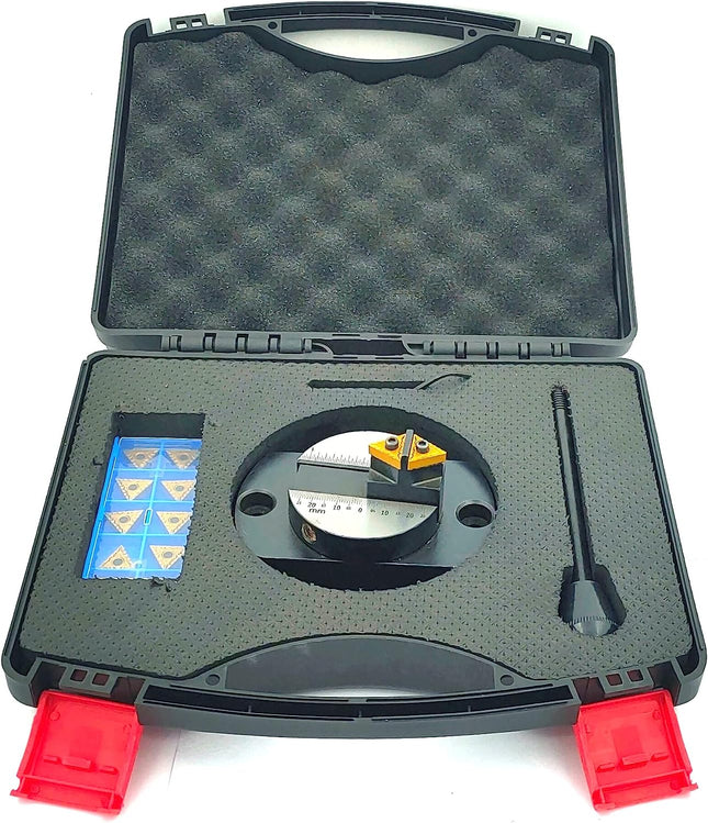 Lathe Oval Base Ball Turning Attachment with Graduation Scale with 10 x Spare Cutting Bit Box