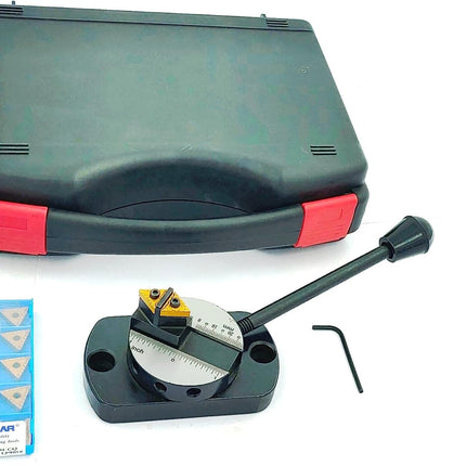 Lathe Oval Base Ball Turning Attachment with Graduation Scale with 10 x Spare Cutting Bit Box