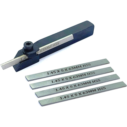 Lathe tool holder with multiple HSS cutting bits