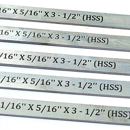 HSS Blades 1/16" x 5/16" (Wide) x 3-1/2" (Long) for Lathe Parting Cut Off & Tool Holders Set of 5