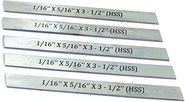 HSS Blades 1/16" x 5/16" (Wide) x 3-1/2" (Long) for Lathe Parting Cut Off & Tool Holders Set of 5