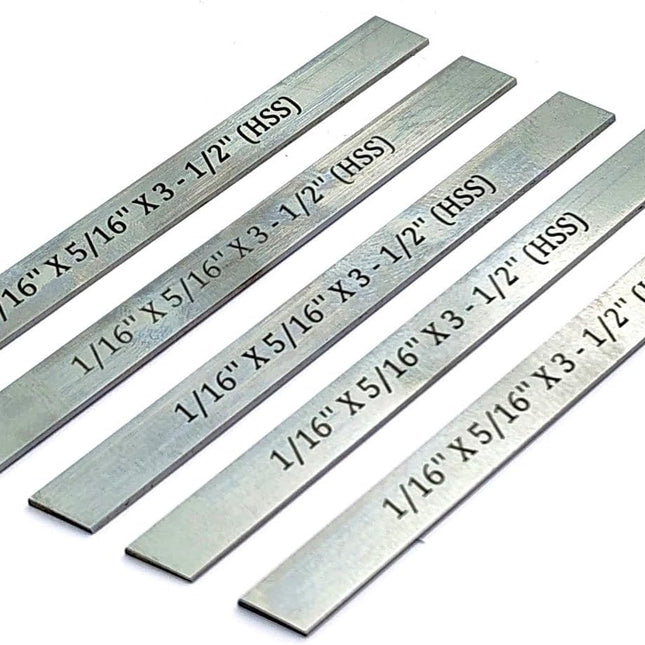HSS Blades 1/16" x 5/16" (Wide) x 3-1/2" (Long) for Lathe Parting Cut Off & Tool Holders Set of 5