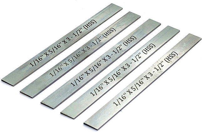 HSS Blades 1/16" x 5/16" (Wide) x 3-1/2" (Long) for Lathe Parting Cut Off & Tool Holders Set of 5