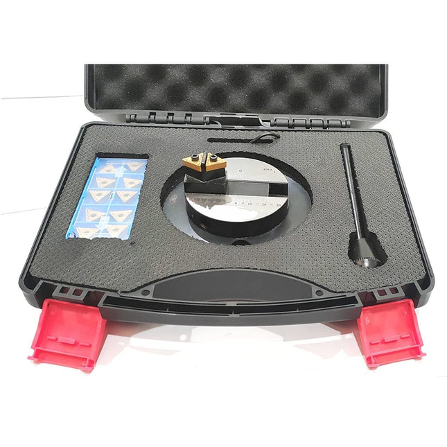 Lathe Round Base Ball Turning Attachment with Graduation Scale with 10 x Spare Cutting Bit Box