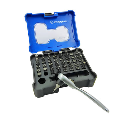 Multi-Bit Ratchet Screwdriver Set with Reversible Handle & Storage Case