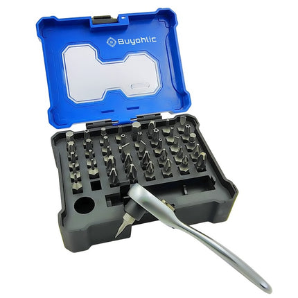 Multi-Bit Ratchet Screwdriver Set with Reversible Handle & Storage Case