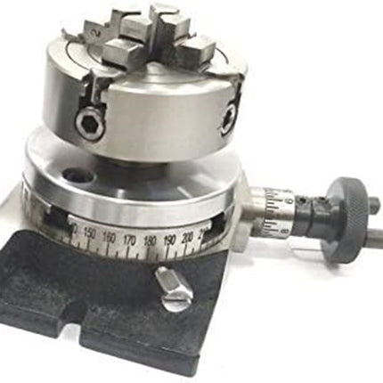 Rotary Table With 70 mm 4 Jaw Independent Chuck and back Plate
