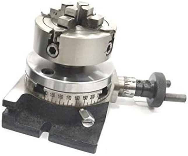 Rotary Table With 70 mm 4 Jaw Independent Chuck and back Plate