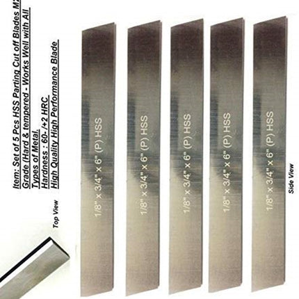 HSS Blades 1/8" x 3/4" (Wide) x 6" (Long) for Lathe Parting Cut Off & Tool Holders