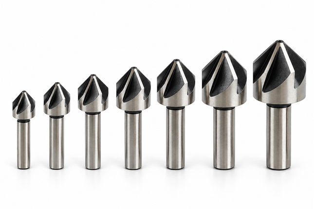 High Speed Steel (HSS) 90° Countersink Set with Parallel Shank – 7 Piece Set