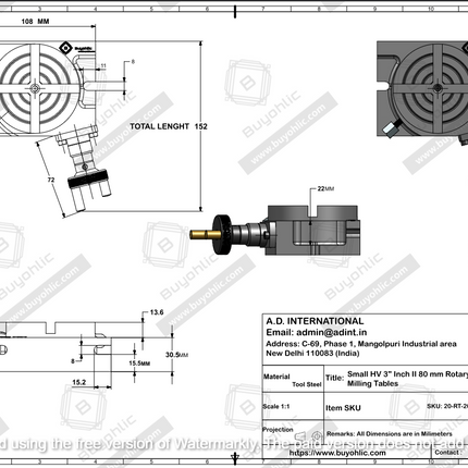 Small HV 3" Inch II 80 mm Rotary Milling Table
