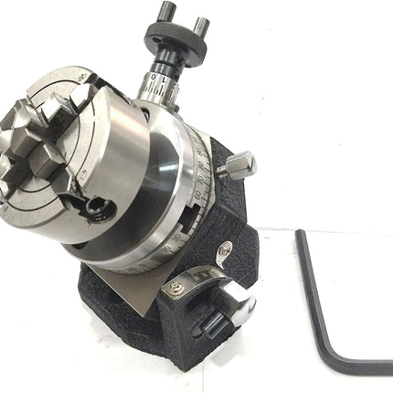 Rotary Table With 70 mm 4 Jaw Independent Chuck and back Plate