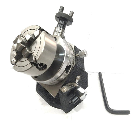 Rotary Table With 70 mm 4 Jaw Independent Chuck and back Plate