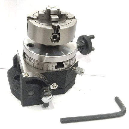 Rotary Table With 70 mm 4 Jaw Independent Chuck and back Plate