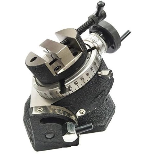 HV 4" (100 mm) Tilting Milling Indexing Horizontal Vertical Rotary Table with Round Vice- Metal Working