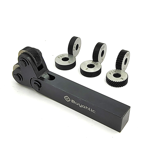 Lathe knurling tool with interchangeable knurl wheels