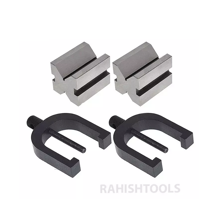 Hardened Tool Steel Vee V Block Pair Set with Clamps