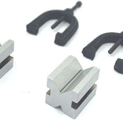 Hardened Tool Steel Vee V Block Pair Set with Clamps (32 x 32 x 40 mm (25 mm Capacity))
