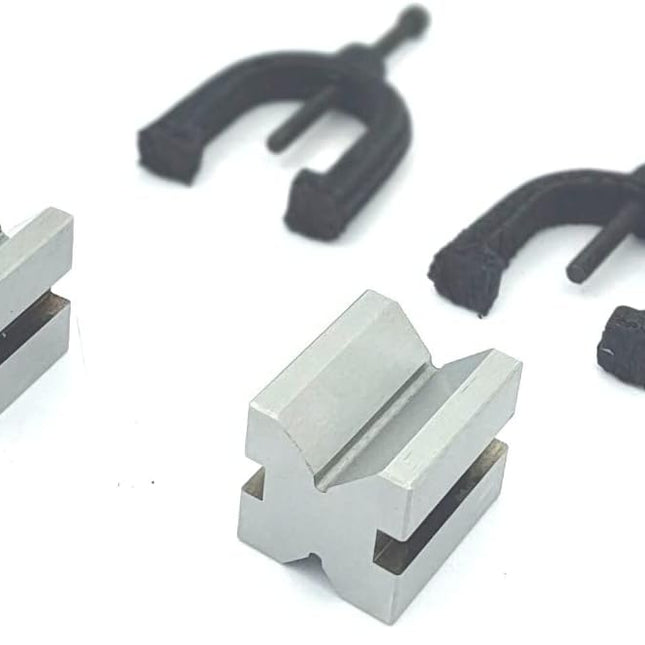 Hardened Tool Steel Vee V Block Pair Set with Clamps (32 x 32 x 40 mm (25 mm Capacity))