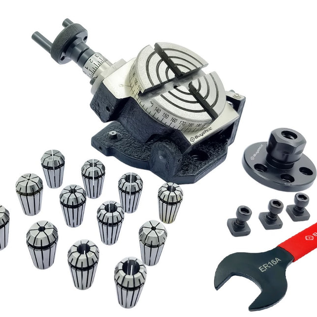 3" Inch I 80mm Tilting 4 slot Rotary Indexing table with ER Adopter & Spanner