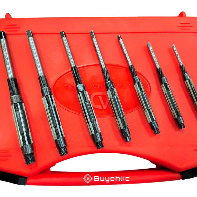 7 Pcs. Adjustable Hand Reamer Set II Covers 1/4" to 15/32" Reamer Sizes Range II Straight Flute