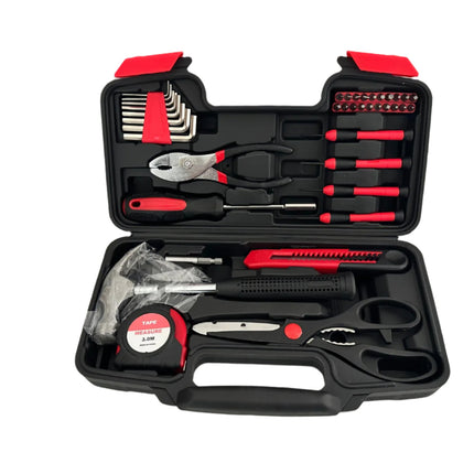 Buyohlic's 39 Piece General Household Hand Tool Kit Starter Set with Plastic Toolbox Storage Case