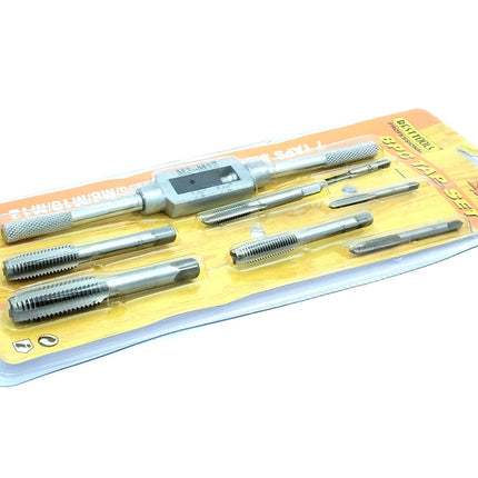 Buyohlic 8 pcs Taps Set with Adjustable Tap Wrench 1/16-1/2'' for Internal and External Threading Taps Size M3 M4 M5 M6 M8 M10 M12
