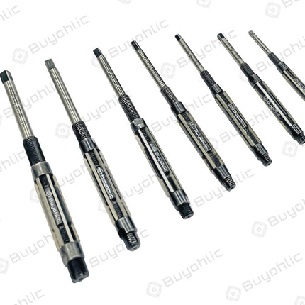 7 Pcs. Adjustable Hand Reamer Set II Covers 1/4" to 15/32" Reamer Sizes Range II Straight Flute