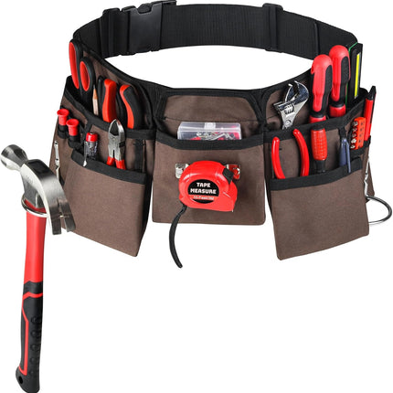 Heavy-Duty Polyester Tool Bag with 11 Pockets With Belt– Double-Sided Design with Multiple Side Pockets- Quick Release Buckle