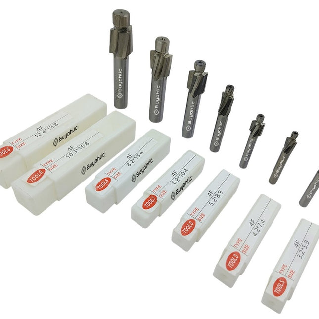 Buyohlic M3-M12 Slotting Counterbore End Mill Cutter Solid Slot 4 Flutes Countersink End Mill Drill Bit Set of 7 Pcs