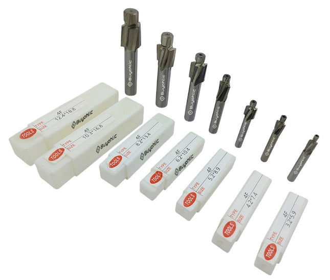 Buyohlic M3-M12 Slotting Counterbore End Mill Cutter Solid Slot 4 Flutes Countersink End Mill Drill Bit Set of 7 Pcs