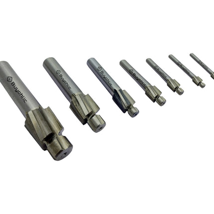 Buyohlic M3-M12 Slotting Counterbore End Mill Cutter Solid Slot 4 Flutes Countersink End Mill Drill Bit Set of 7 Pcs
