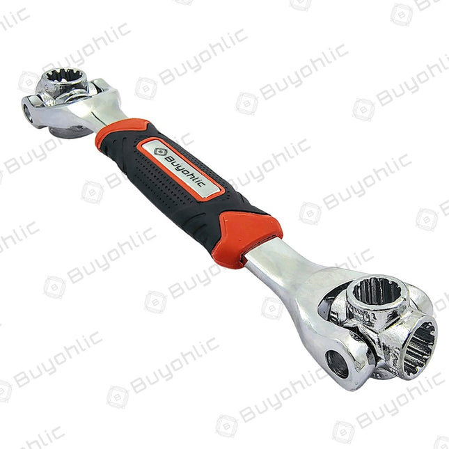 48 in 1 Socket Wrench, Stainless Steel Multi Function Wrench Tool with 360 Degree Rotating Head, Universal Wrench with Rubber Handle