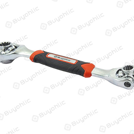 48 in 1 Socket Wrench, Stainless Steel Multi Function Wrench Tool with 360 Degree Rotating Head, Universal Wrench with Rubber Handle