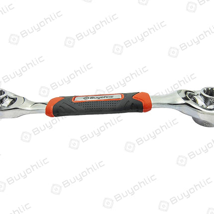 48 in 1 Socket Wrench, Stainless Steel Multi Function Wrench Tool with 360 Degree Rotating Head, Universal Wrench with Rubber Handle