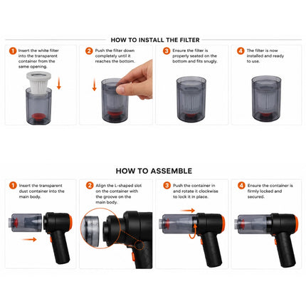 Buyohlic 3 in 1 Mini Car Vacuum Cleaner – 6000PA Super Suction, 120W High Power Rechargeable Cordless Handheld Portable Vacuum for Car, Wireless Cleaner