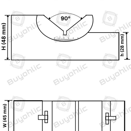 Buyohlic's Adjustable Angle Block - 95 x 45 x 48 MM Multifunctional V Block Milling 0-60° for Milling Machine Planer