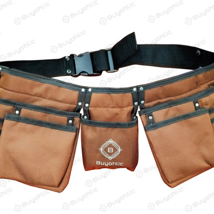 Heavy-Duty Polyester Tool Bag with 11 Pockets With Belt– Double-Sided Design with Multiple Side Pockets- Quick Release Buckle