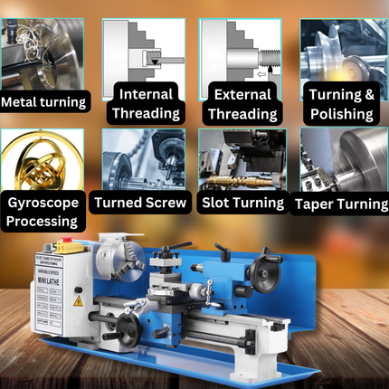 Buyohlic 7" X 14" Benchtop Lathe, 550W Variable Speed 50-2250RPM with 3-jaw Chuck Mini Lathe Machine Mini Lathe w/Tool Box Digital Display for Metal