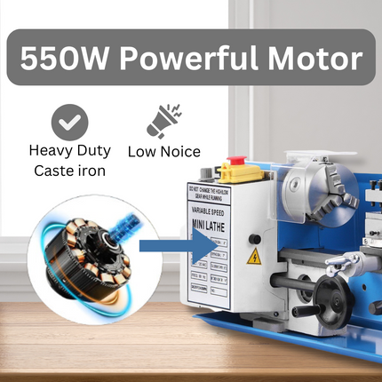 Buyohlic 7" X 14" Benchtop Lathe, 550W Variable Speed 50-2250RPM with 3-jaw Chuck Mini Lathe Machine Mini Lathe w/Tool Box Digital Display for Metal