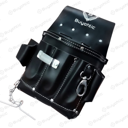 Electrician Tool Pouch Bag , Professional Multi-Pocket Organizer I Top Grain Leather