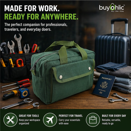 Canvas All Purpose Military Style Duffle Bag, Water-Resistant, Double Zipper Closure, heavy Duty