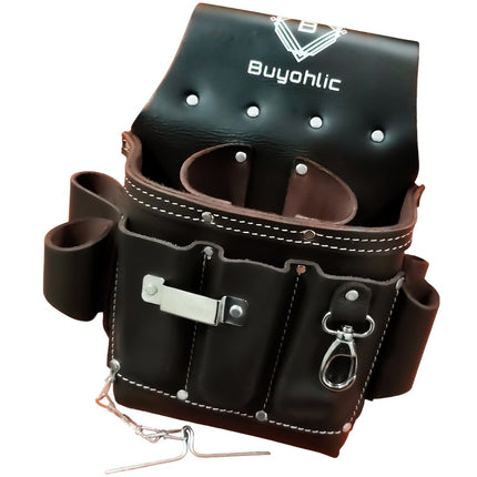 Electrician Tool Pouch Bag , Professional Multi-Pocket Organizer I Top Grain Leather