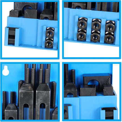 58-Pack Pro-Series 1/2In T-Slot Hold Down Clamp Clamping Kit Replacement for Bridgeport Mill Set Up Set 3/8In-16 Stud