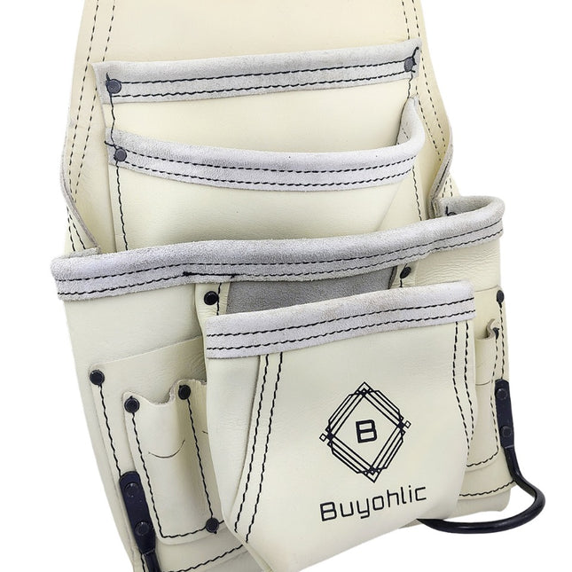 Heavy-Duty Leather Nail & Tool Bag – 10 Pocket Top Grain Construction Pouch
