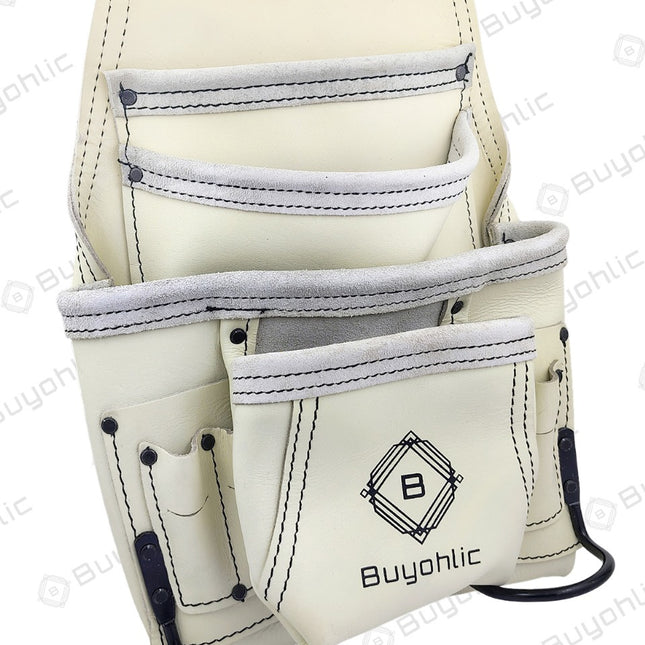 Heavy-Duty Leather Nail & Tool Bag – 10 Pocket Top Grain Construction Pouch