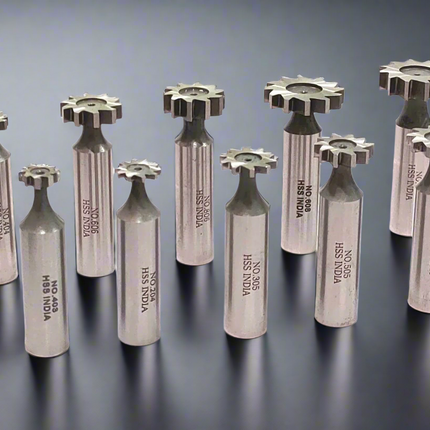 HSS M2 Grade Woodruff Hardened Keyseat Cutter - Set of 10 Pcs, 1/2" Shank Diameter, Straight Tooth Cutters