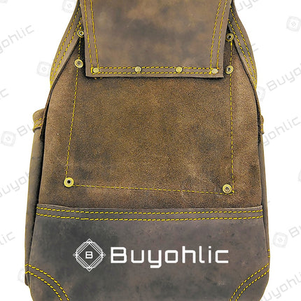 Heavy- Duty Leather Tool Pouch Bag for Drywall Contractors, Oil-Tanned Belt Pouches with Hammer Loop, Tool Organizer