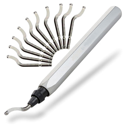 Deburring Tool with 10 HSS Swivel Blades – Reamer for Metal, Plastic, Resin, Copper, PVC, and 3D Printed Parts